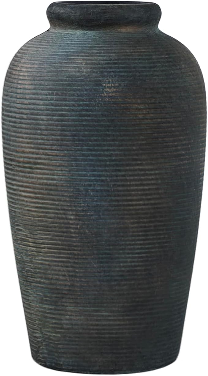 Decorative Ceramic Rustic vase,Tall vase for Minimalist Decoration,11" Large Vintage Vase for Home Decor,Centerpiece,Living Room,Enterway,Bronze-VerdiqueGarden