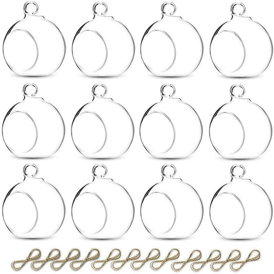 Sziqiqi 3.15" Glass Globes Glass Bulbs Hanging Tea Light Holder Terrarium Container Wedding Centerpiece Backyard Decoration Christmas Ornaments 10pcs+2 Extra-VerdiqueGarden