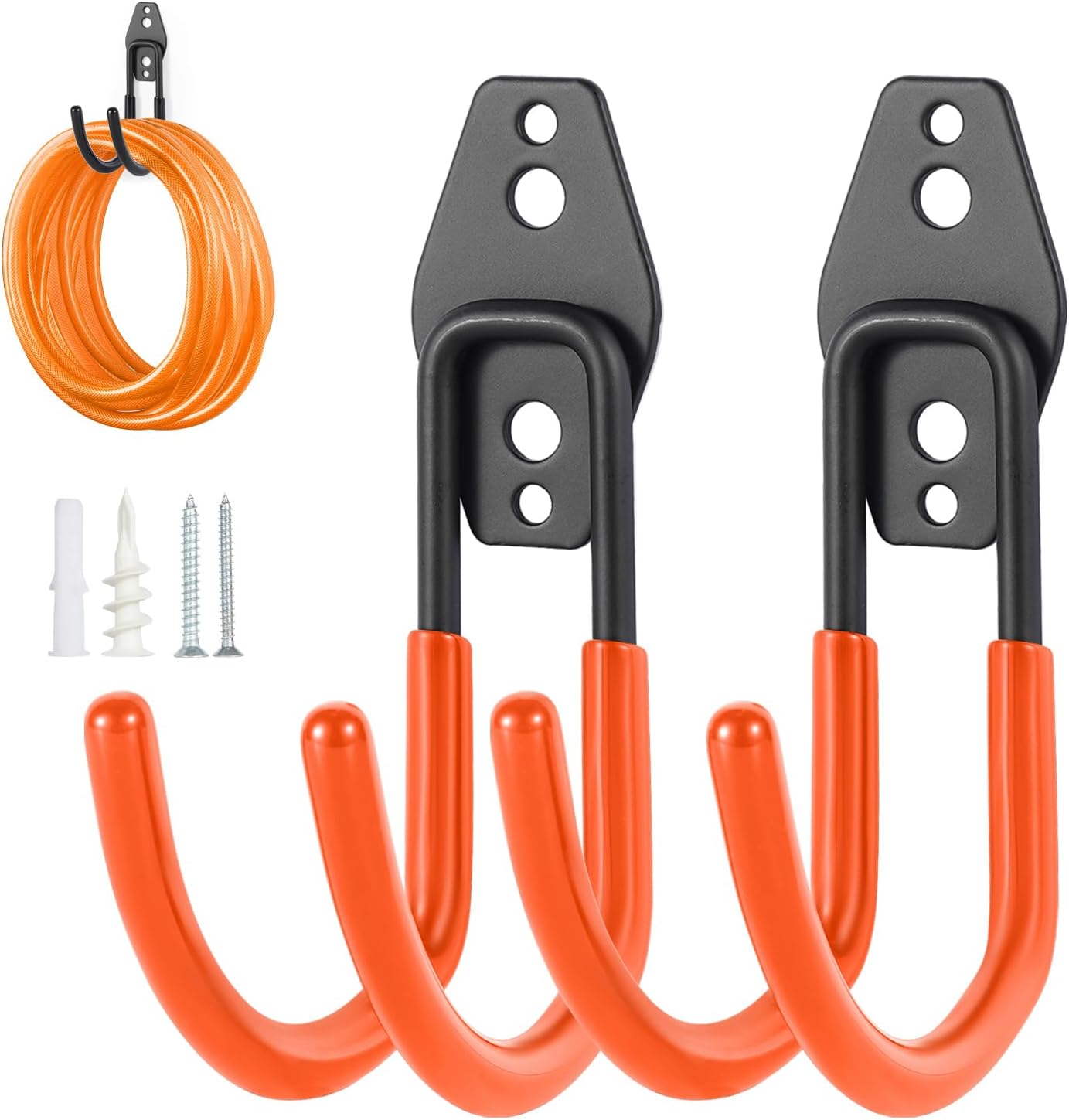 Hose Hanger Wall Mount 2 Pack,Heavy Duty Hose Holder with Screws Metal Hose Hangers for Outside,Hose Rack Suitable for Garage,Garden and Yard-VerdiqueGarden