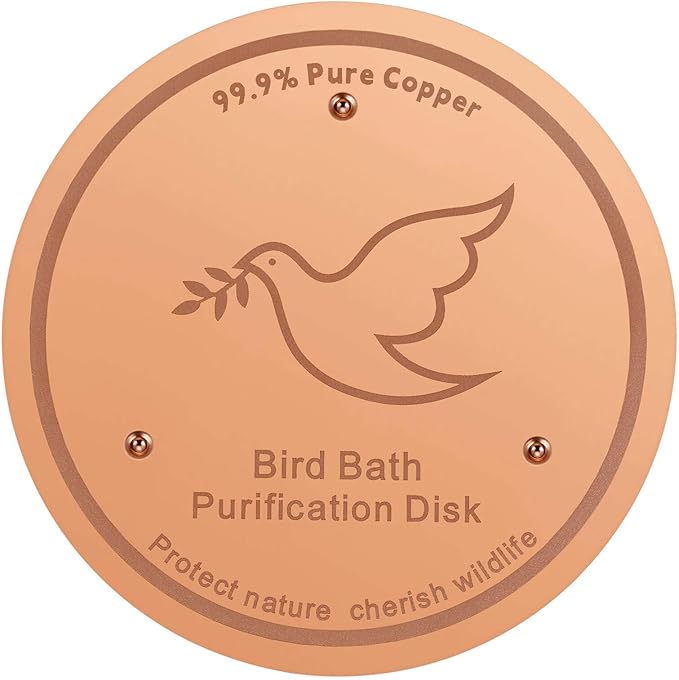 1Pack Bird Bath Copper Purification Disk | 0.6mm Reinforced 99.9% Pure Copper | Universal Fit for Outdoor Birdbaths(Birdbath Copper 1 Pack)-VerdiqueGarden