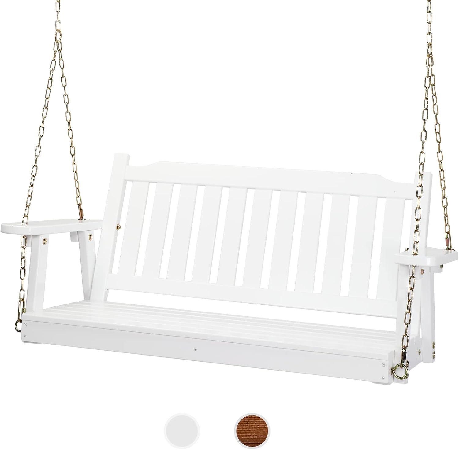 VINGLI Heavy Duty 880 LBS 4 FT Outdoor Porch Swing, Patio Hanging Swing Bench for Yard, White-VerdiqueGarden
