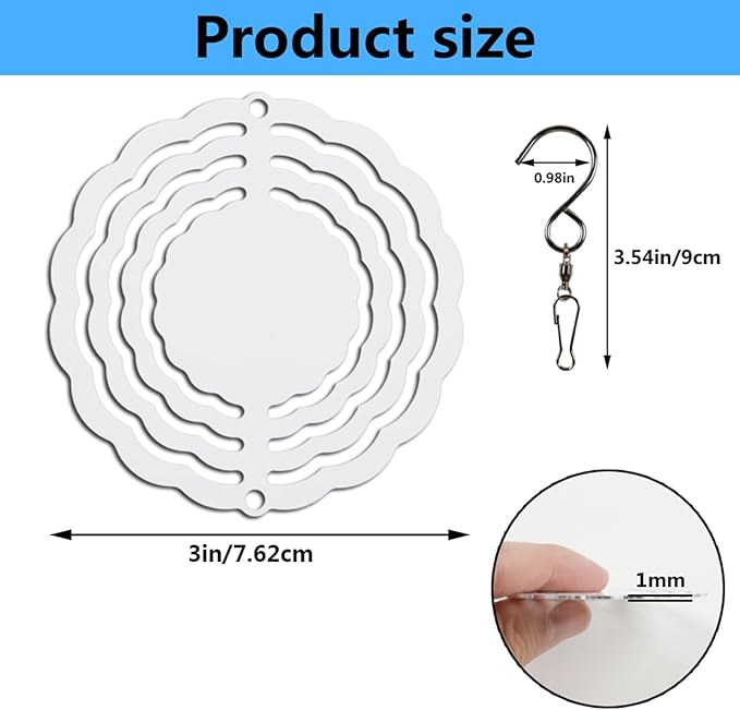 10 pcs Sublimation Wind Spinner Blanks 3 Inch Round 3D Aluminum Sublimation Blanks Wind Spinners Bulk Hanging Wind Spinners DIY Crafts Sublimation Ornaments-VerdiqueGarden