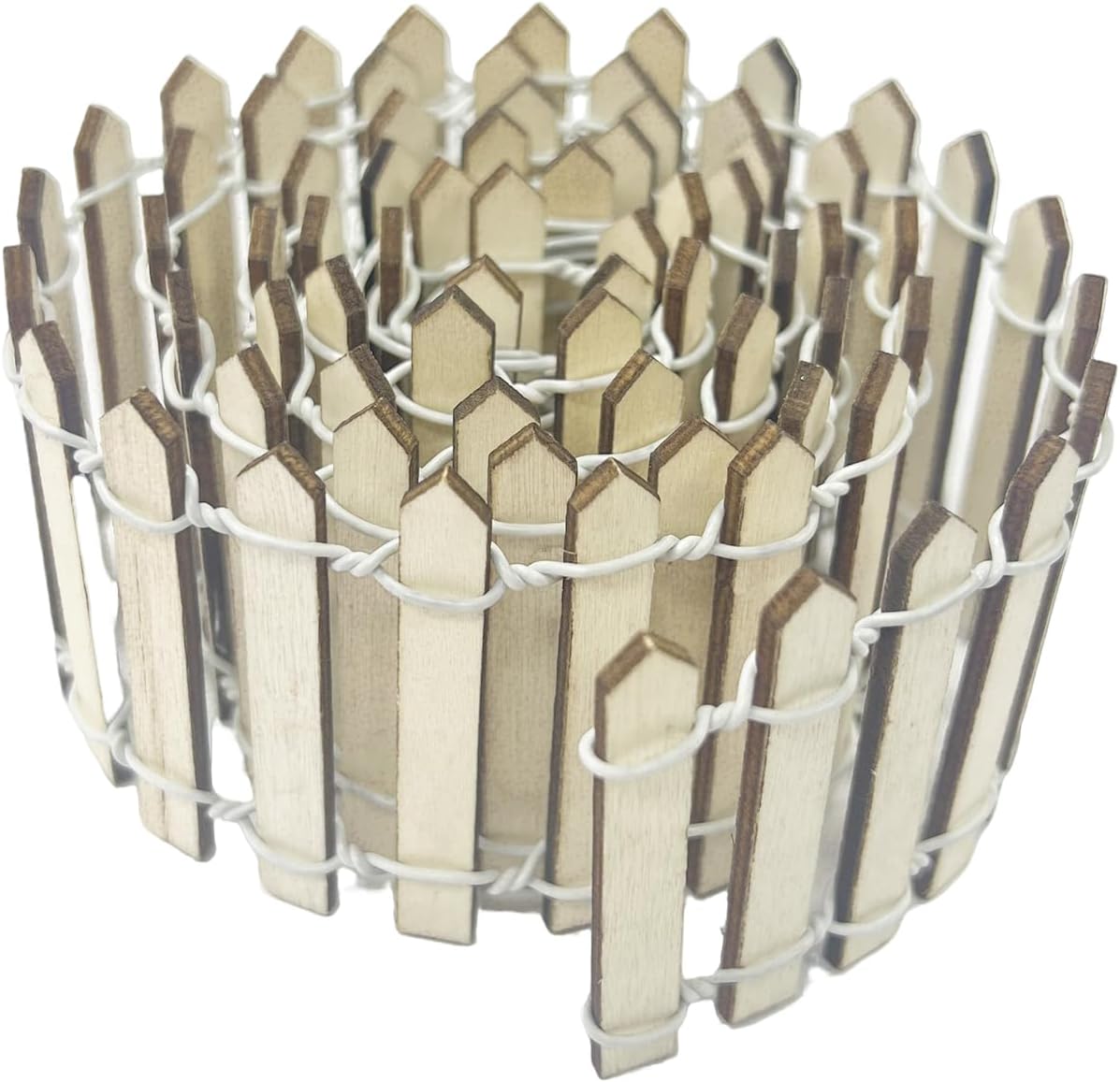 35 Inches Mini Fairy Garden Fence DIY Small Wood Decorative Picket Fence Micro Landscape Miniature Ornaments for Dollhouse, Crafts, Diorama Project, Plant Pot (Nature Wood-Brown Edge)-VerdiqueGarden