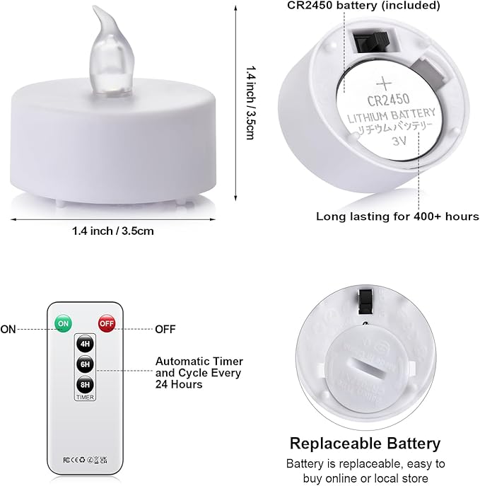 Tea Light Candles with Remote Control,50pack Flickering Flameless LED Candle,Long Lasting 400+Hours,Battery Operated with Timer for Home Decoration Seasonal &Festival Celebration WarmWhite-VerdiqueGarden