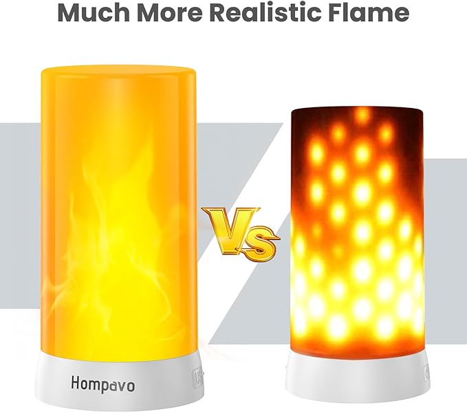 Hompavo 【Upgraded】 LED Flame Lights with Remote & Timer, 4-Mode Rechargeable Battery Operated Flameless Candles, Pillar Flickering Lantern for Living Room Bathroom Patio Wedding Halloween Home Decor-VerdiqueGarden