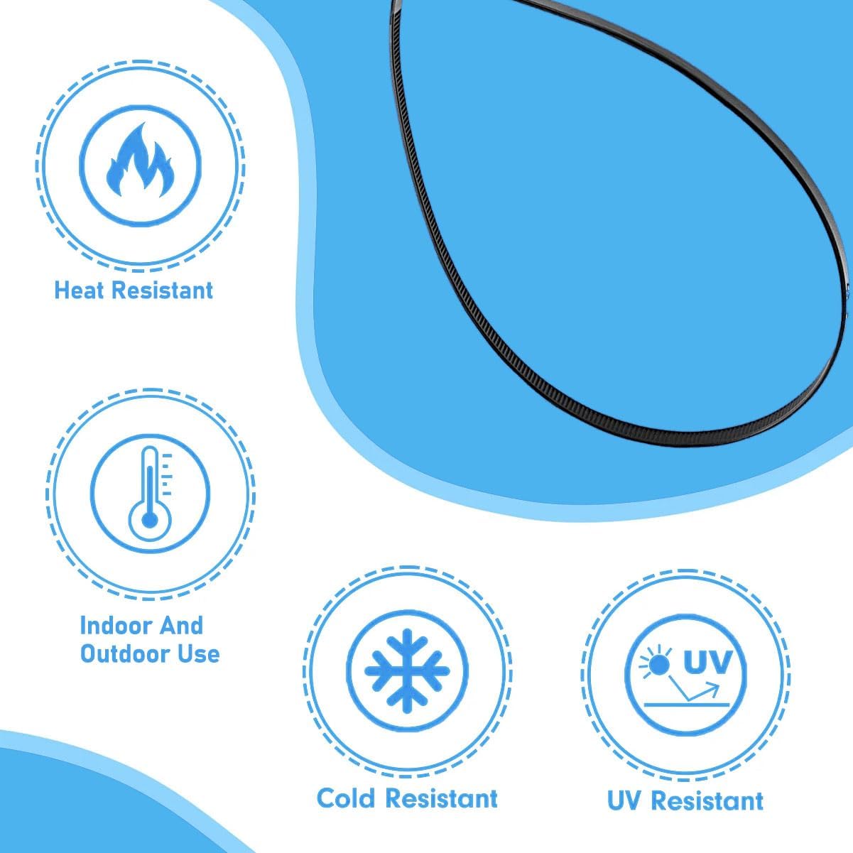 10 Inch Zip Cable Ties (100 Pack), Heavy Duty Cable Ties with 150lbs Tensile Strength, Multi-Purpose Adjustable Black Zip Ties, UV Resistant Indoor and Outdoor for Home, Office, Workshop-VerdiqueGarden