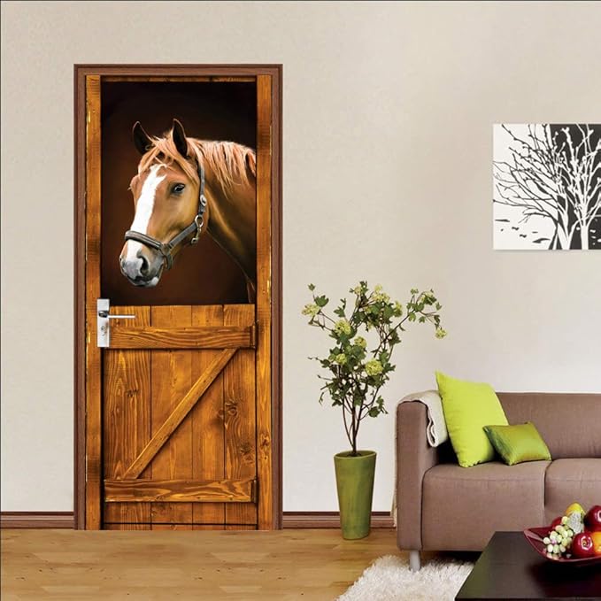 3D Peel and Stick Murals - Horse - Wallpaper Self-Adhesive Decals Removable PVC Waterproof Door Poster for Bedroom Living Room 30.3" x 78.7"-VerdiqueGarden