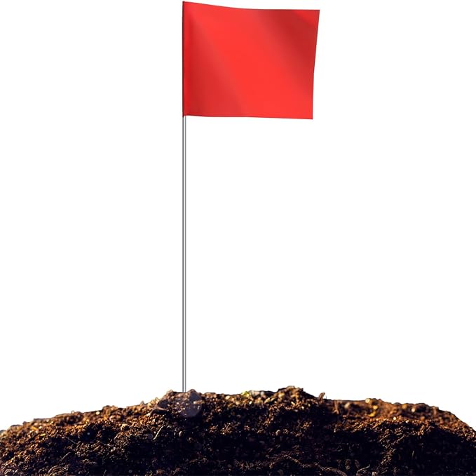 Zozen 50Pack Red Marking Flags, Writable/15x4x5 Inch, Yard Flags for Lawn & Irrigation & Landscape & Sprinkler & Survey & Dog Training.-VerdiqueGarden