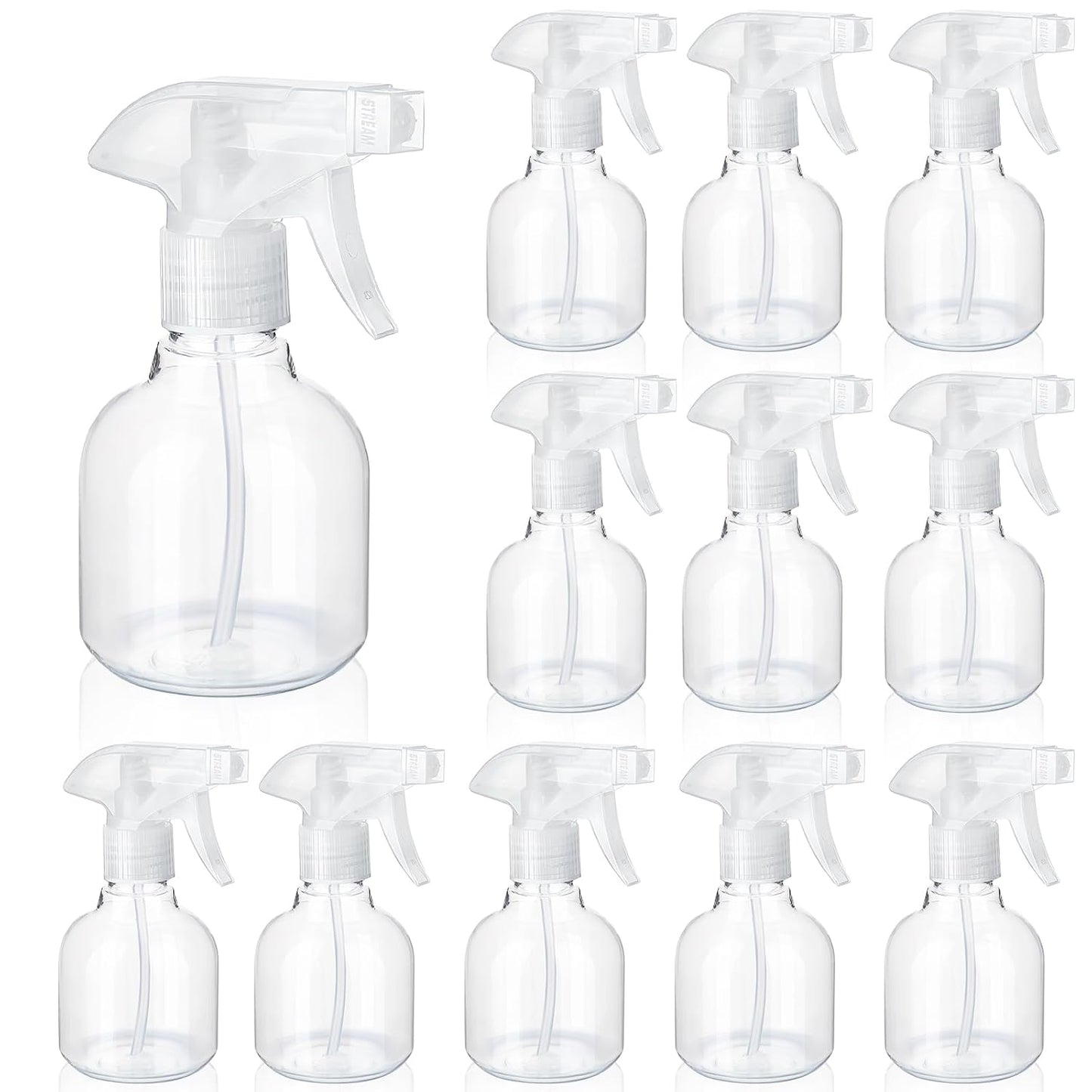 Jinei 24 Pcs 8 oz Empty Plastic Spray Bottle with Trigger Sprayers Pet Adjustable Head from Fine to Stream Refillable for Hair Plants Cooking Pets, No Leakage(Clear)-VerdiqueGarden