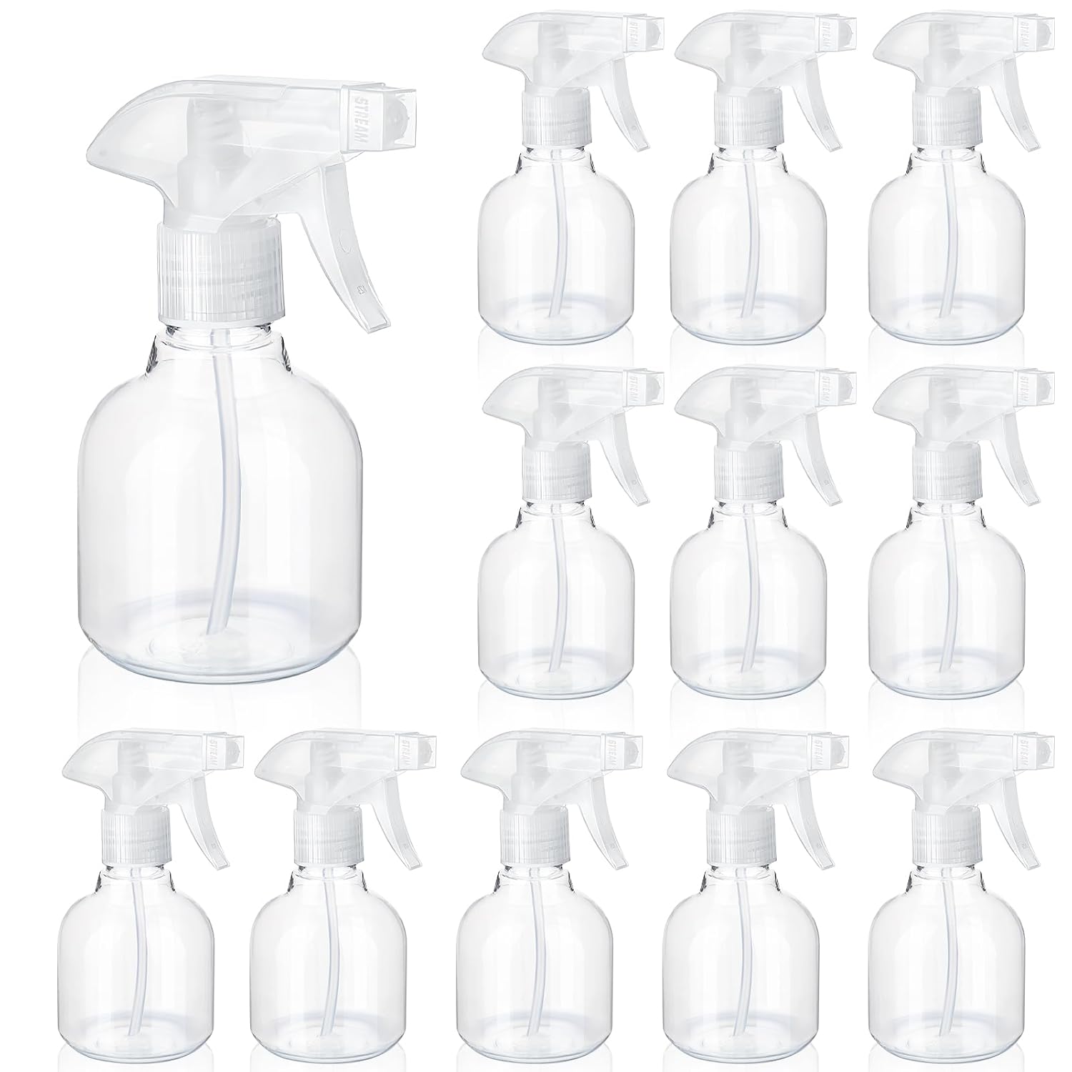 Jinei 24 Pcs 8 oz Empty Plastic Spray Bottle with Trigger Sprayers Pet Adjustable Head from Fine to Stream Refillable for Hair Plants Cooking Pets, No Leakage(Clear)-VerdiqueGarden