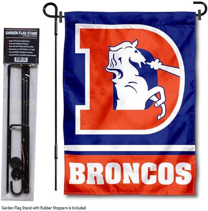 WinCraft Denver Broncos Throwback Garden Flag with Stand Holder-VerdiqueGarden