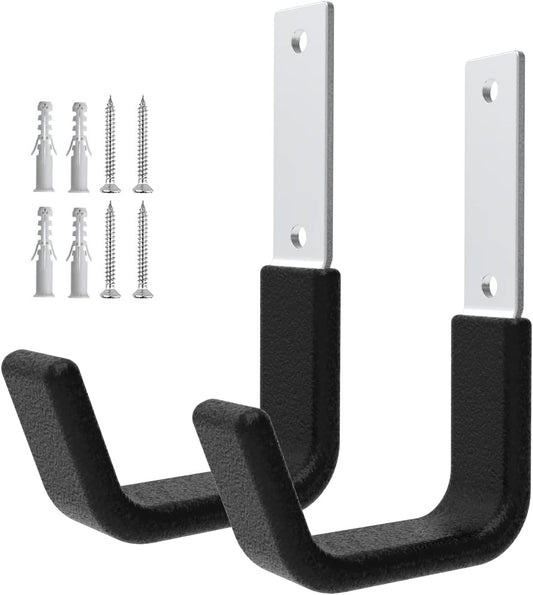 Heavy Duty Garage Utility Hooks - Wall Mount Multi-Use Storage Hooks for Hose, Bike, Chainsaw, Leaf Blower, Ladder Hanger (2 Small)-VerdiqueGarden
