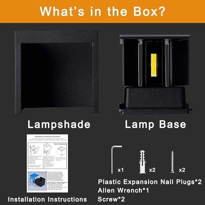 LANFU LED Aluminum Cube Square Wall Sconce Waterproof Outdoor Light Exterior Wall Lights fixtuers 20W 100-277V 2800K-3000K Not dimmable Warm Light 2LEDS Black-20W Outdoor Larger Version-VerdiqueGarden