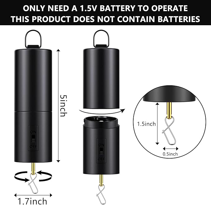 Therwen 6 Pcs Ornament Spinner Battery Operated Wind Spinner Motor Rotator Disco Ball Motor Outdoor Hanging Ornament for Halloween Mardi Gras Decoration, No Battery(Black)-VerdiqueGarden