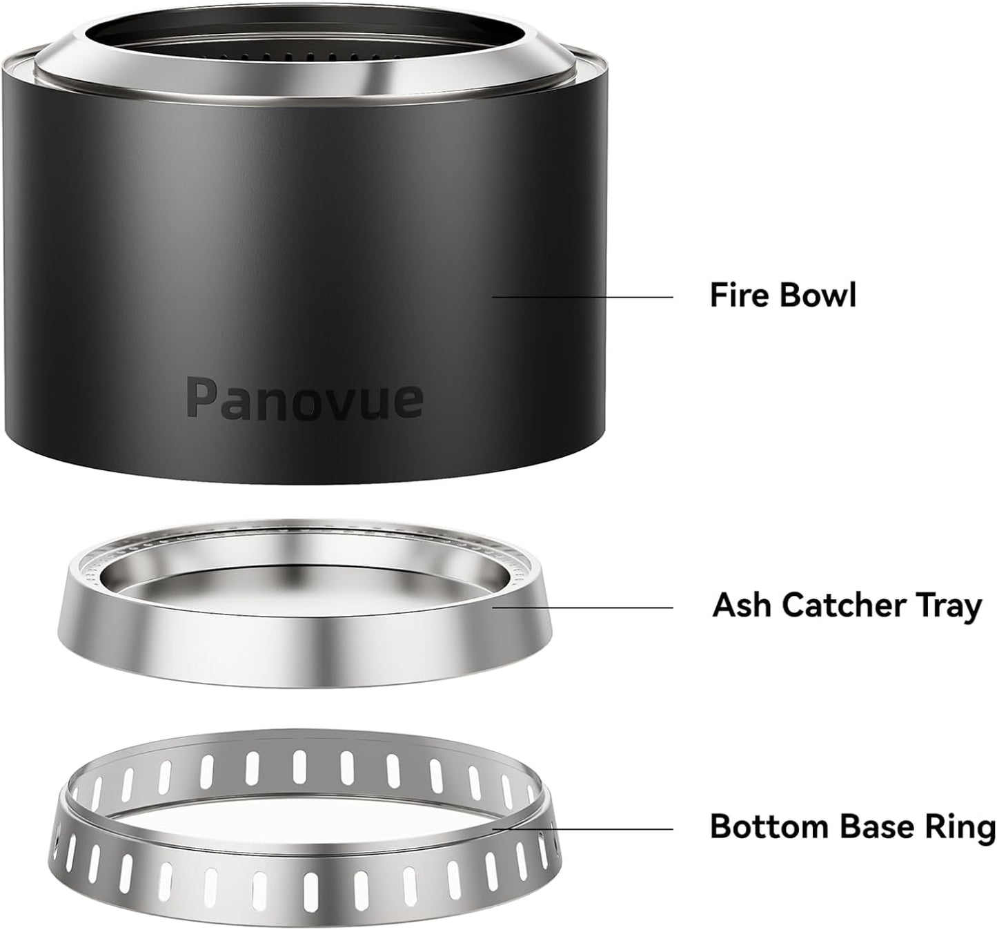 22 inch Smokeless Fire Pit with Waterproof Cover, Stainless Steel Outdoor Smokeless Firepit, Wood Burning Fire Pits for Camping, Bonfire,Low Smoke Firepit for Outside[Black]-VerdiqueGarden