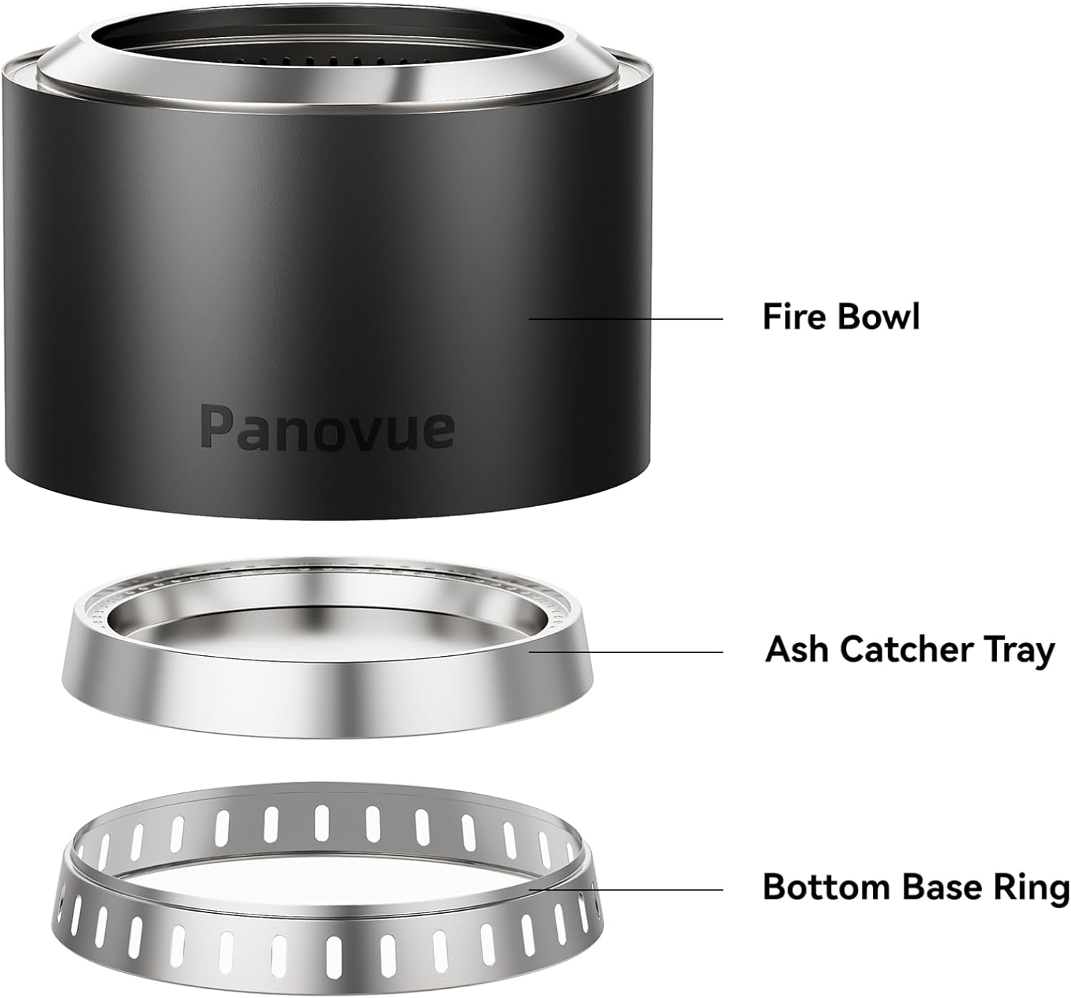 22 inch Smokeless Fire Pit with Waterproof Cover, Stainless Steel Outdoor Smokeless Firepit, Wood Burning Fire Pits for Camping, Bonfire,Low Smoke Firepit for Outside[Black]-VerdiqueGarden