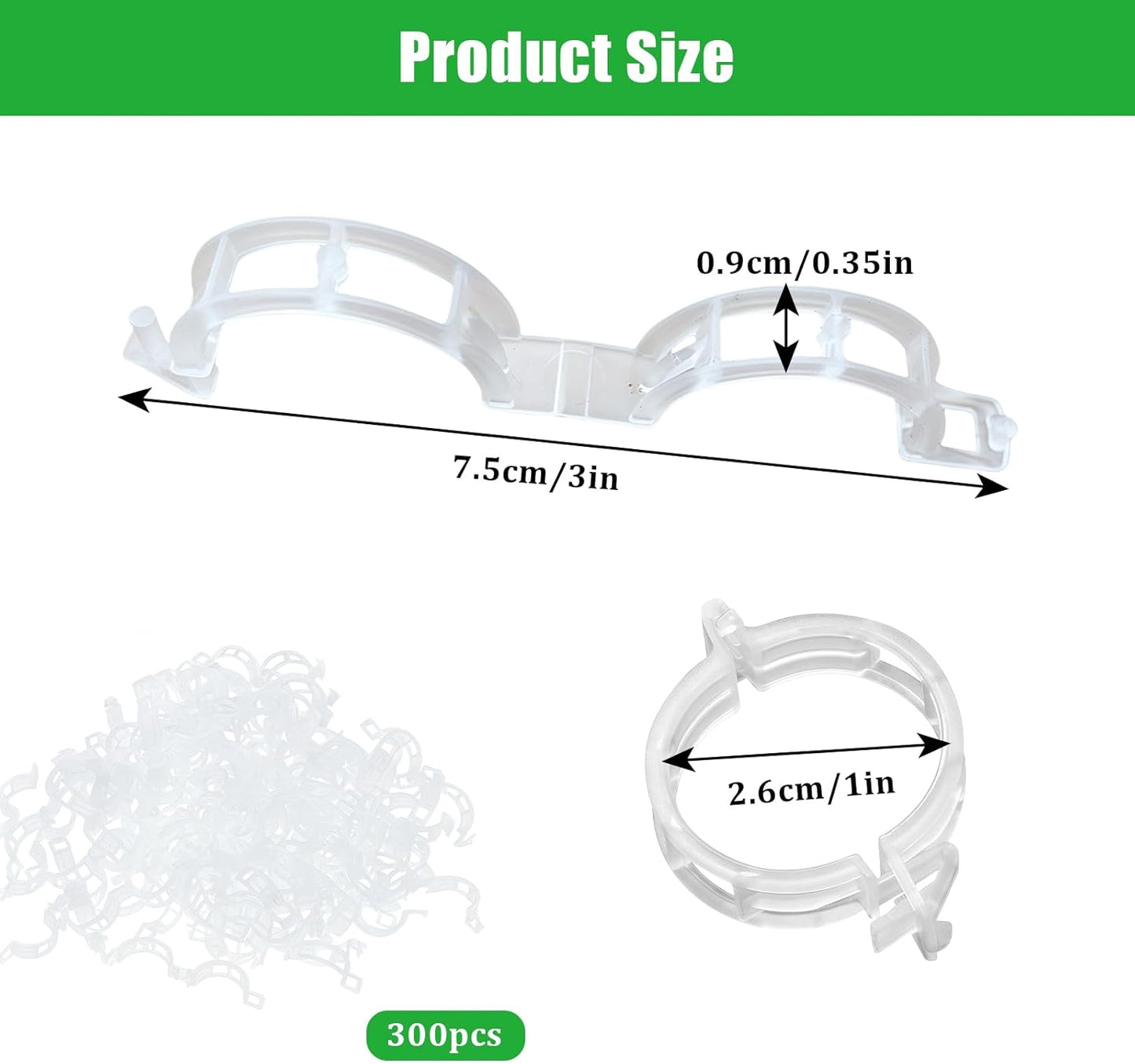 300 PCS White Plant Fixing Clips,Plant Support Clips, Tomato Clips, Plastic Trellis Clips,Garden Clip for Fixing Stem and Vine-VerdiqueGarden