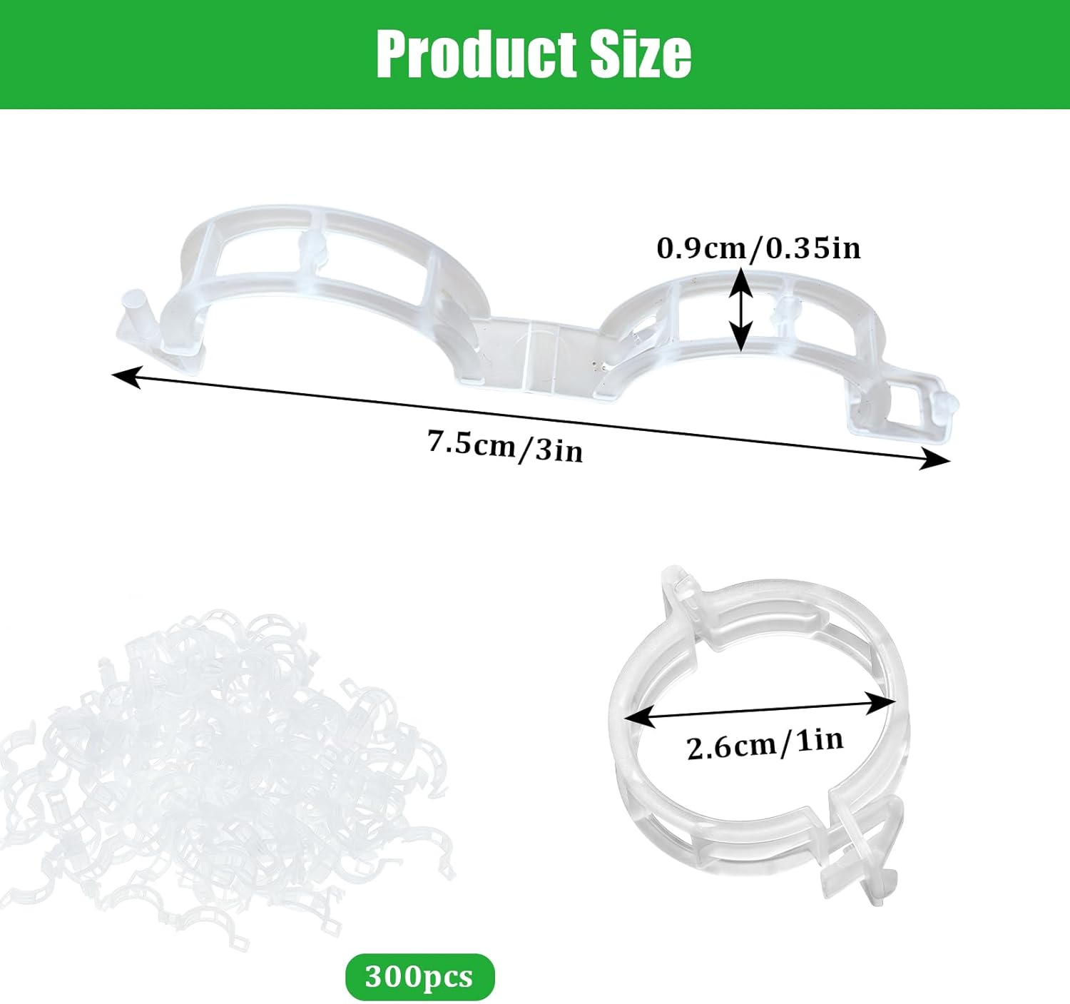 300 PCS White Plant Fixing Clips,Plant Support Clips, Tomato Clips, Plastic Trellis Clips,Garden Clip for Fixing Stem and Vine-VerdiqueGarden