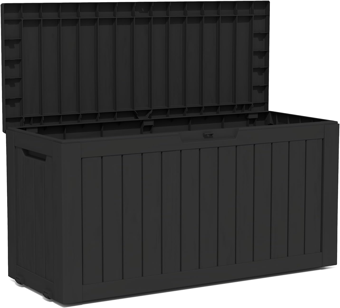 80 Gallon Double-Wall Resin Deck Box - Lockable Waterproof Outdoor Storage Box, 515bs Capacity & Doubles as Seating for Patio Furniture - Garden Tools, Pool Accessories (Black)-VerdiqueGarden