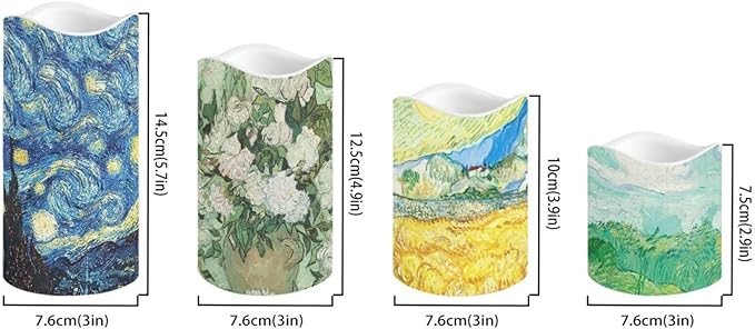 Ystardream Art Work Candles Plastic Moving Flickering LED Candles with Remote Color Changing & Timer,4 Packs Won't Melt Candle for Room Decor Accessories for Christmas Halloween-VerdiqueGarden