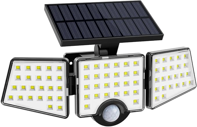 LE Solar Lights for Outside, Solar Lights Outdoor with Motion Sensor, WL4000 High Brightness, 3 Adjustable Heads 270° Wide Lighting Angle, IP65 Waterproof, Wireless Wall Lamp for Yard Garage-VerdiqueGarden