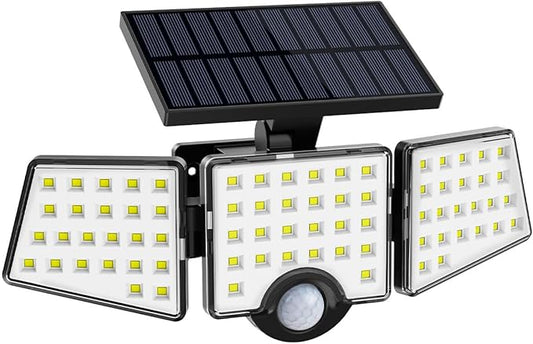 LE Solar Lights for Outside, Solar Lights Outdoor with Motion Sensor, WL4000 High Brightness, 3 Adjustable Heads 270° Wide Lighting Angle, IP65 Waterproof, Wireless Wall Lamp for Yard Garage-VerdiqueGarden