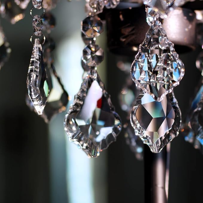 12pcs Crystal Chandelier Maple Leaf Prism Pendant Parts, 76mm Hanging Crystals Beads for Chandelier Wedding Decoration Clear-VerdiqueGarden