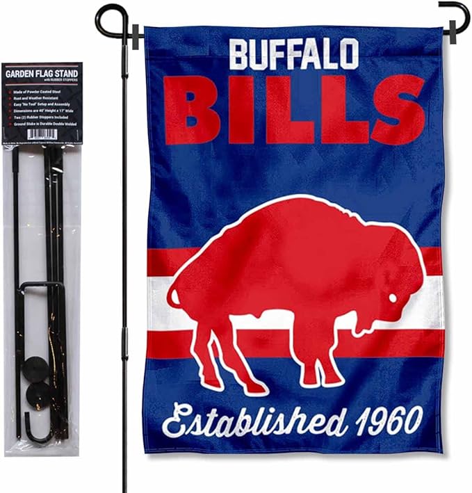 WinCraft Buffalo Bills Throwback Retro Vintage Garden Flag and Flagpole Mount-VerdiqueGarden