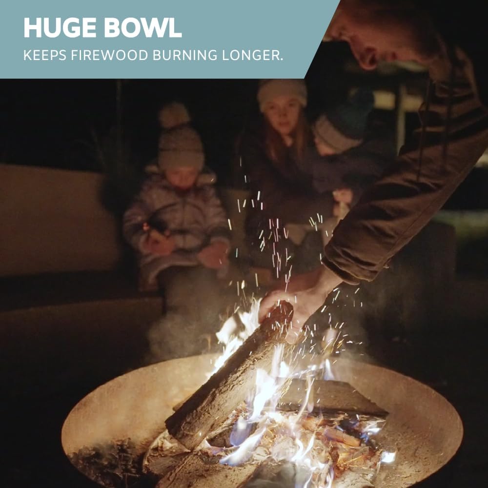 32 Inch Round Fire Pit Table with Fire Pit Grill, Extra Thick, Heavy Duty Fire Bowl, Deep Outdoor Firepit, Wood Burning Firepits for Outside Patio, Backyard Fire Pits, Large BBQ Pit-VerdiqueGarden