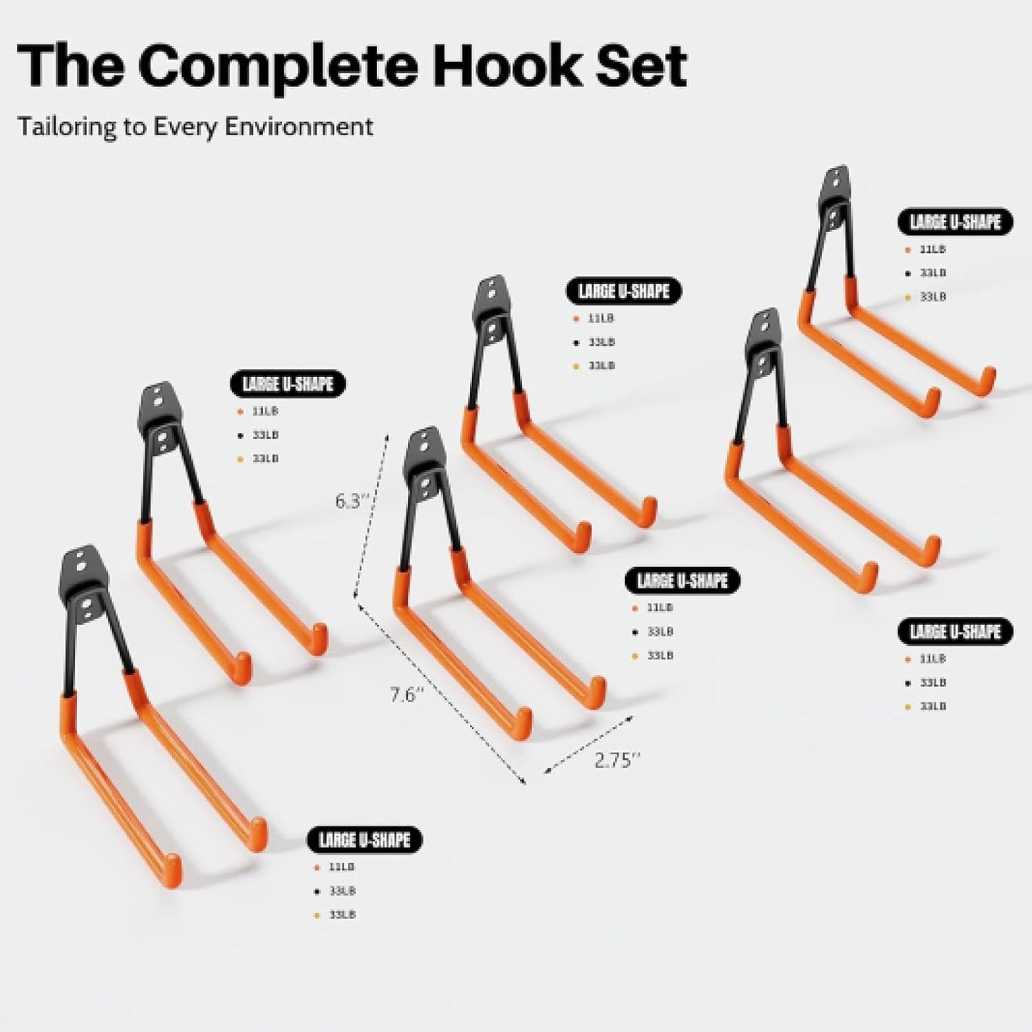 Garage Hooks Heavy Duty, 8 Pack Wall Mount Storage Hangers with Extension Cord Holder Organizer, for Power Tool, Garden Tool, Utility, Ladder, Hose and More-VerdiqueGarden