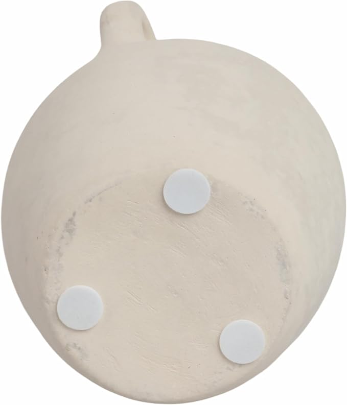 Sagebrook Home Vintage Ceramic Vase - Handmade Pottery Paper Mache Jug - Decorative Home Accent for Living Room, Bedroom, Office - 9" White-VerdiqueGarden