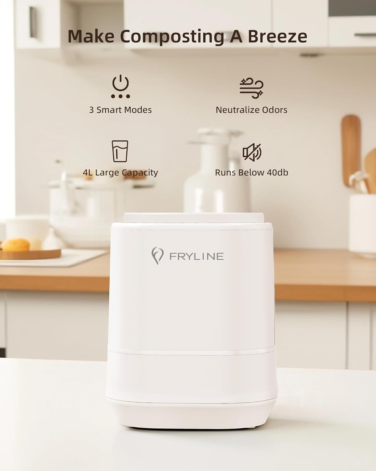 Electric Composter for Kitchen, 4L Countertop Compost Bin, Smart Composter Home Indoor Fertilizer Machine Odorless, Turn Waste to Pre-Compost for Plants-VerdiqueGarden