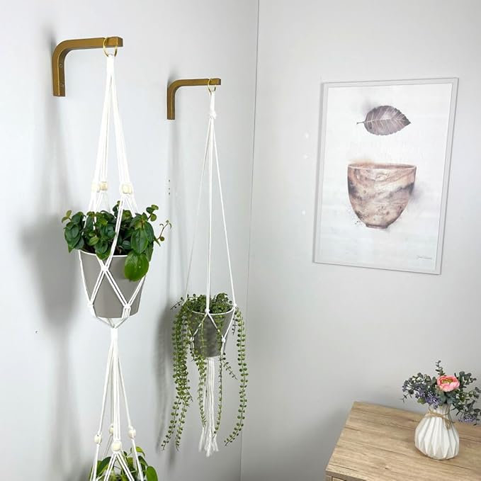 2-Piece Set of Plant Hooks for Wall 6 Inch - Mounted Wooden Plant Hook - Indoor and Outdoor Bracket Plant Hanger for Planters, Lanterns, Bird Feeders, Patio Decorations (Bronze)-VerdiqueGarden
