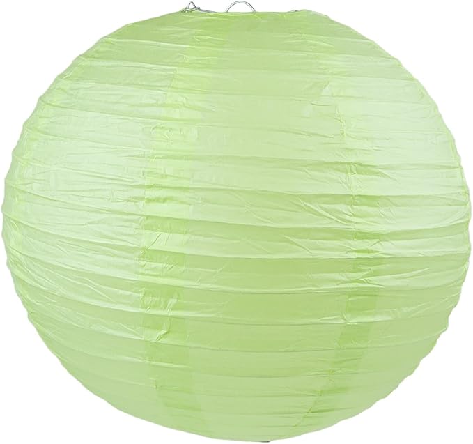 WYZworks Round Paper Lanterns 10 Pack (Light Apple Green, 16") - Hanging Paper Lanterns Lamp for Wedding, Birthday, Party and Home Decorations with 8", 10", 12", 16" Option-VerdiqueGarden