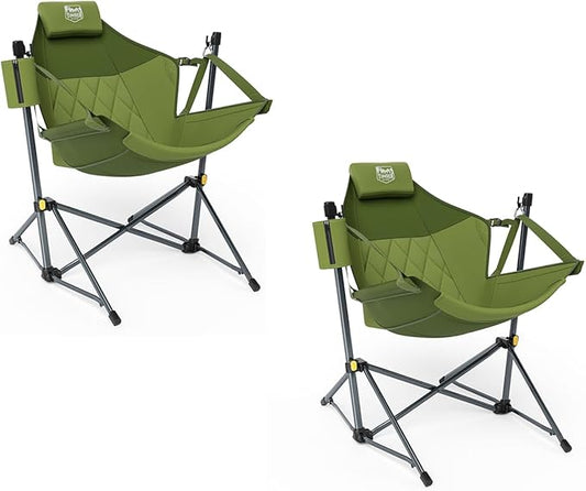 TIMBER RIDGE Hammock Camping Chair with Adjustable Backrest, Heavy Duty Folding Hammock Chair Supports 300lbs, Portable Hammock Chair for Camping, Travelling and Patio, Green 2 Pack-VerdiqueGarden