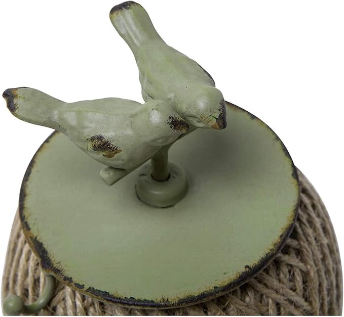 SOFFEE DESIGN Vintage Jute Twine Spool with Scissors Holder Set for Garden Farmhouse Kitchen Antique Twine and Scissors Set Green Birds-VerdiqueGarden