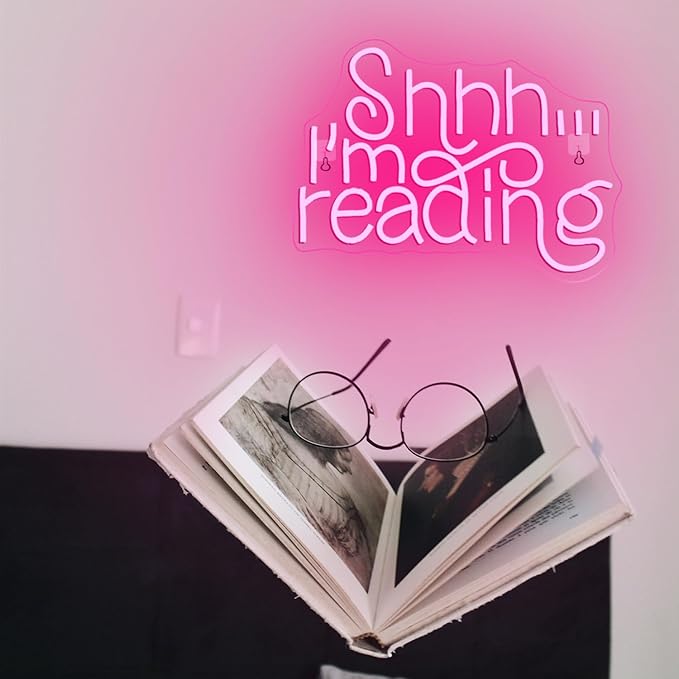 WLHOPE Shhh Im Reading Neon Sign Neon Signs for Wall Decor Dimmable Read Books Neon Lights LED Sign for Book Lovers Gifts Bedroom Bookstore Reading Room Library Study Room Decoration-VerdiqueGarden