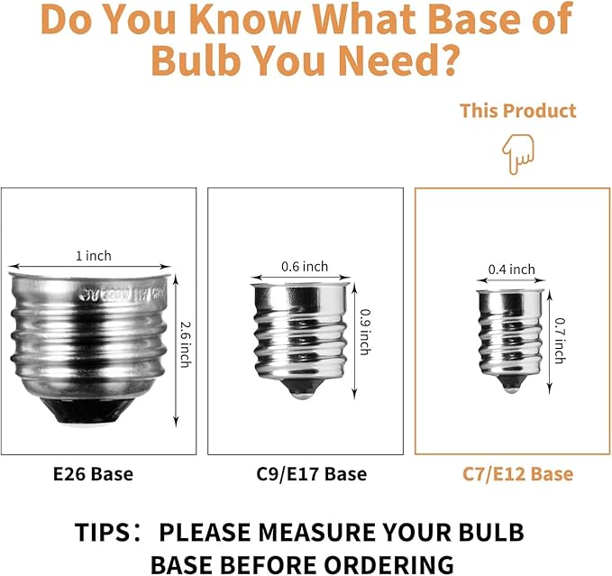 Brightown G40 Replacement Light Bulbs, 25 Pack 5W Clear Globe Bulb fits E12 C7 Candelabra Screw Base Sockets, 1.5 Inch Dimmable Light Bulbs for Indoor Outdoor Patio Decor, Warm White-VerdiqueGarden