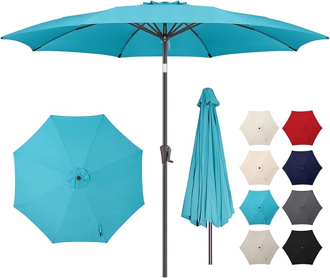 10ft Outdoor Patio Umbrella - Table Umbrella Waterprool UV Protection, Sombrillas de Patio with Push Button Tilt&Crank, Sun Umbrella for Pool, Porch, Garden, Deck, Backyard(Sky Blue)-VerdiqueGarden