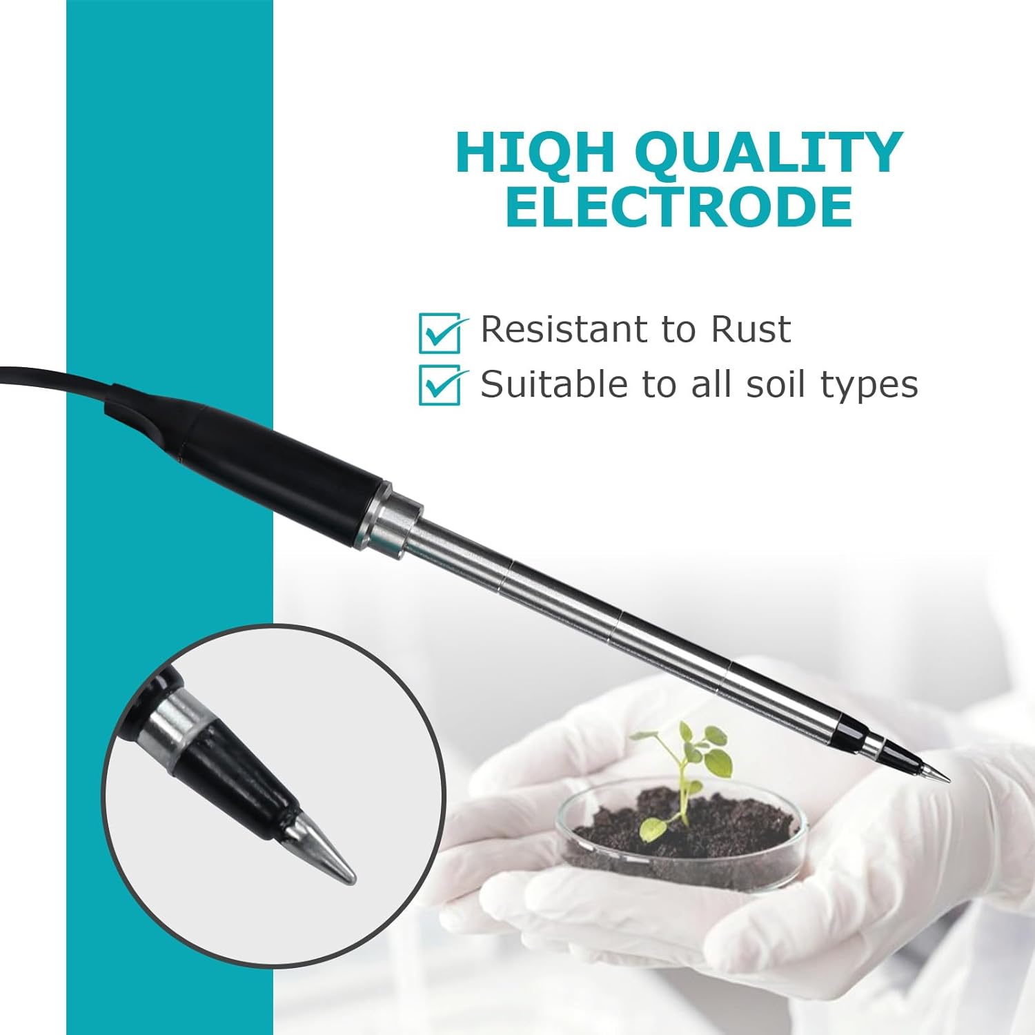 Digital Soil EC Meter, 2-in-1 EC and Temperature Meter with Corded EC Sensor Electrode, Backlight LCD Display, ATC Function 0~50℃, Portable Plant EC Meter for Gardening, Farming and Outdoor Plants-VerdiqueGarden