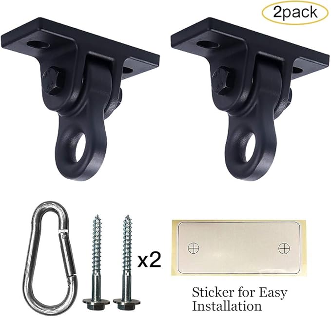 Heavy Duty Black Swing Hangers Screws Bolts Included Over 5000 lb Capacity Playground Porch Yoga Seat Trapeze Wooden Sets Indoor Outdoor 2 Pack-VerdiqueGarden
