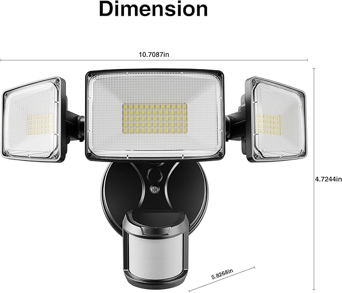 Onforu 75W LED Motion Sensor Outdoor Lights, Dusk to Dawn Flood Light Outdoor Motion Sensor, Hardwired Security Lights Floodlights Outside 7500LM 6500K Daylight IP65 Waterproof (Black)-VerdiqueGarden