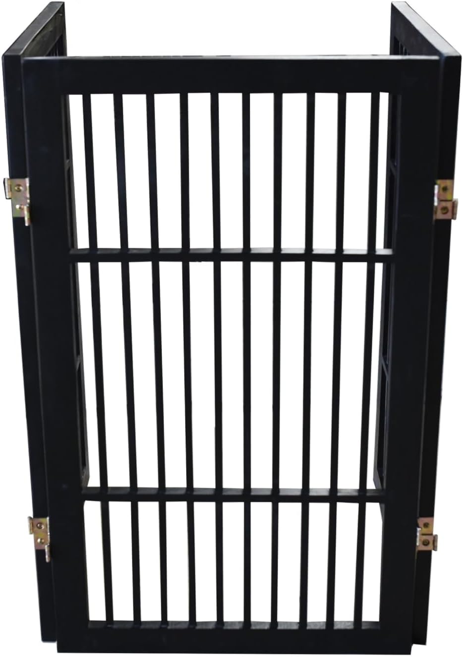 Pet Dog Gate Strong and Durable Freestanding Folding Acacia Hardwood Portable Wooden Fence Indoors or Outdoors by Urnporium (Black Pet Gate, 3 Panel 30" Tall)-VerdiqueGarden