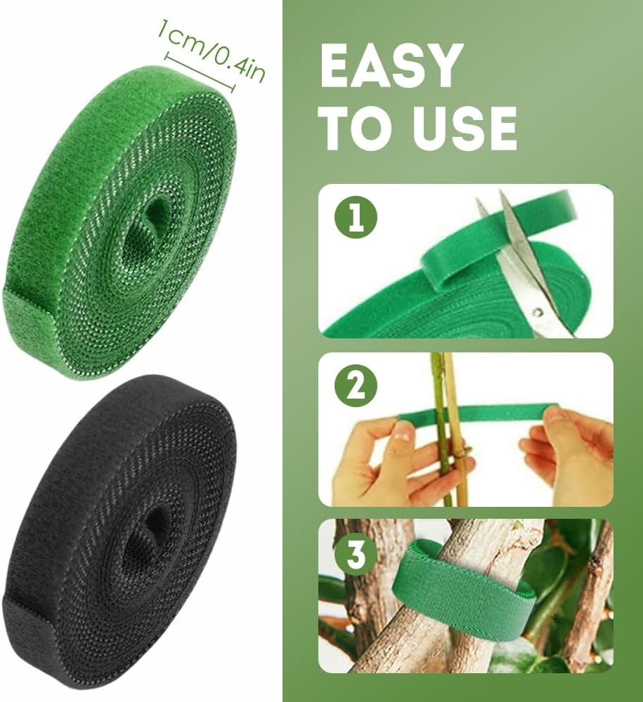 Reusable Plant Ties Tape for Climbing Plants, Garden Ties Tomato Plant Supports, Adjustable Garden Twine & Twist Ties Plant Ties for Outdoor Indoor Plants Stakes Gardening Supplies (Yellow, 3 Rolls)-VerdiqueGarden
