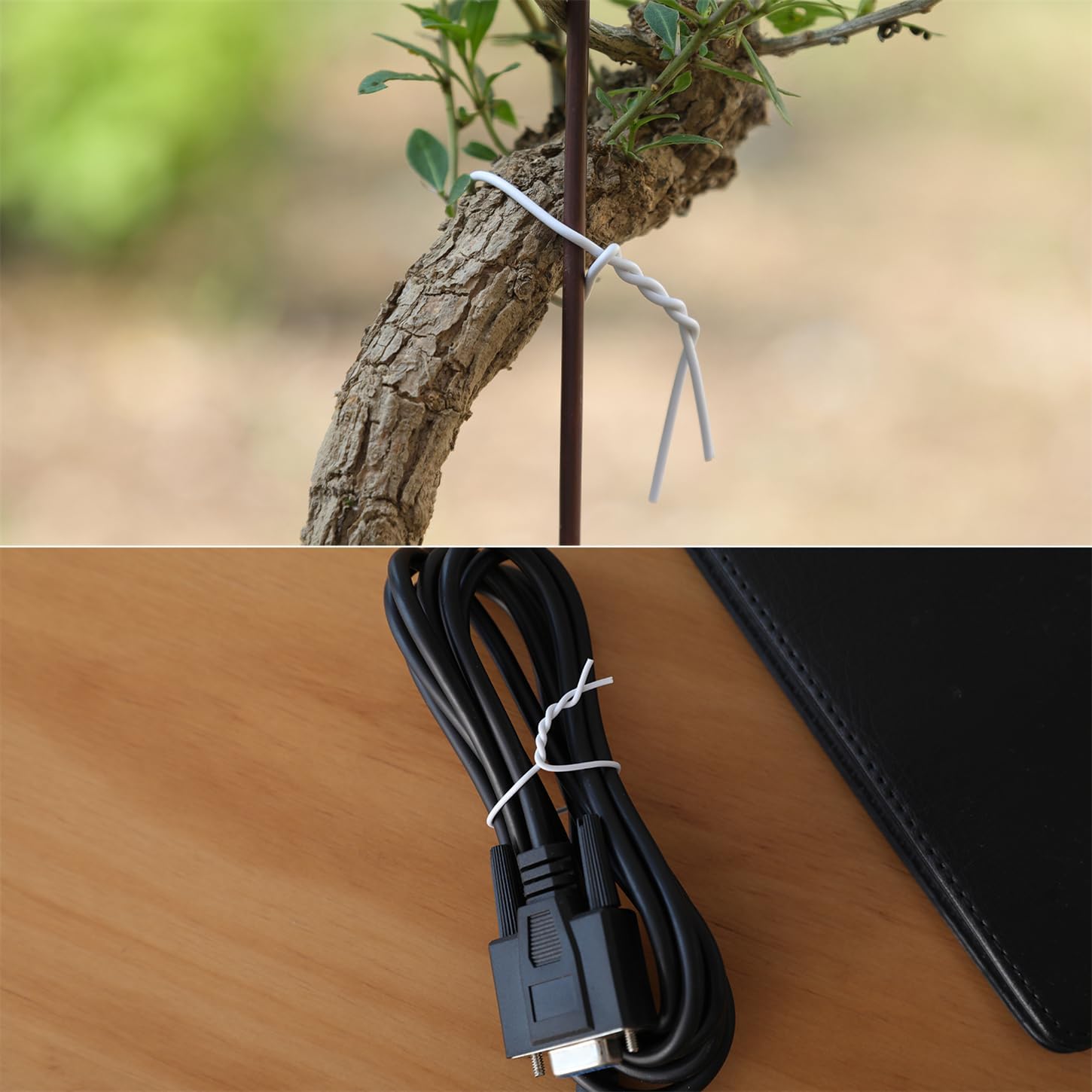 200 Pcs 6 inch Garden Twist Tie, Round Plastic Twist Ties for Plants, Vines and Wrapping Cords or Christmas Tree Gardening Plants Growth and Care, Office Home Cable Organization (White)-VerdiqueGarden