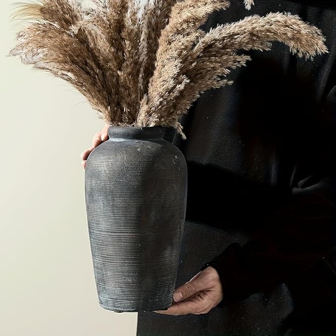 Decorative Ceramic Rustic vase,Tall vase for Minimalist Decoration,11" Large Vintage Vase for Home Decor,Centerpiece,Living Room,Enterway,Bronze-VerdiqueGarden