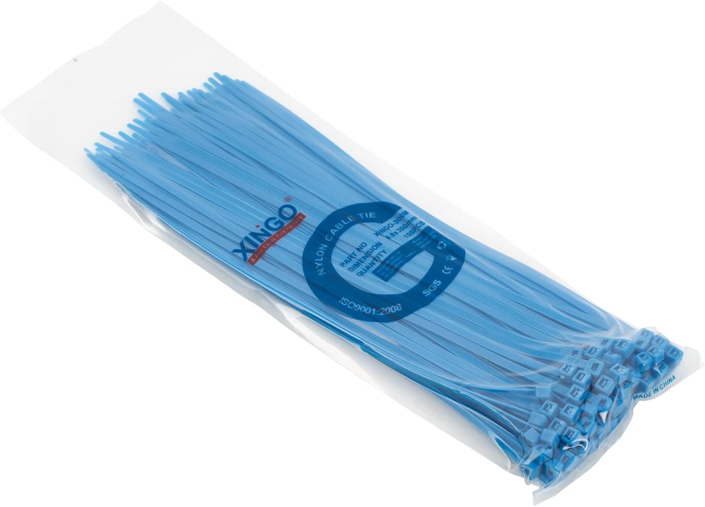 XINGO 100PCS Cable Zip Ties Heavy Duty, Premium Nylon Plastic Wire Ties with 50 Pounds Tensile Strength, Self-Locking Black Nylon Zip Ties for Indoor and Outdoor (12 inch, Blue)-VerdiqueGarden