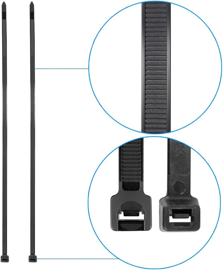 Superun Heavy Duty Zip Ties 12 Inch, 50 Lbs Tensile Strength Selflocking Wire Ties (Industrial Grade Cable Ties) Pack of 100 Black-VerdiqueGarden