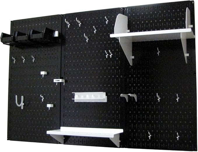 Wall Control Pegboard Organizer 4 ft. Metal Pegboard Standard Tool Storage Kit with Black Toolboard and White Accessories-VerdiqueGarden