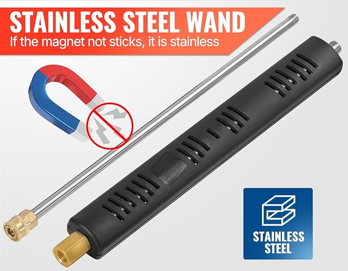 YAMATIC Pressure Washer Gun Wand with Swivel 3/8" Plug & M22 Coupler, Stainless Steel Extension Lance Replacement for Ryobi, Simpson, Craftsman Power Washer for Foam Cannon Car Wash, 4000 PSI-VerdiqueGarden